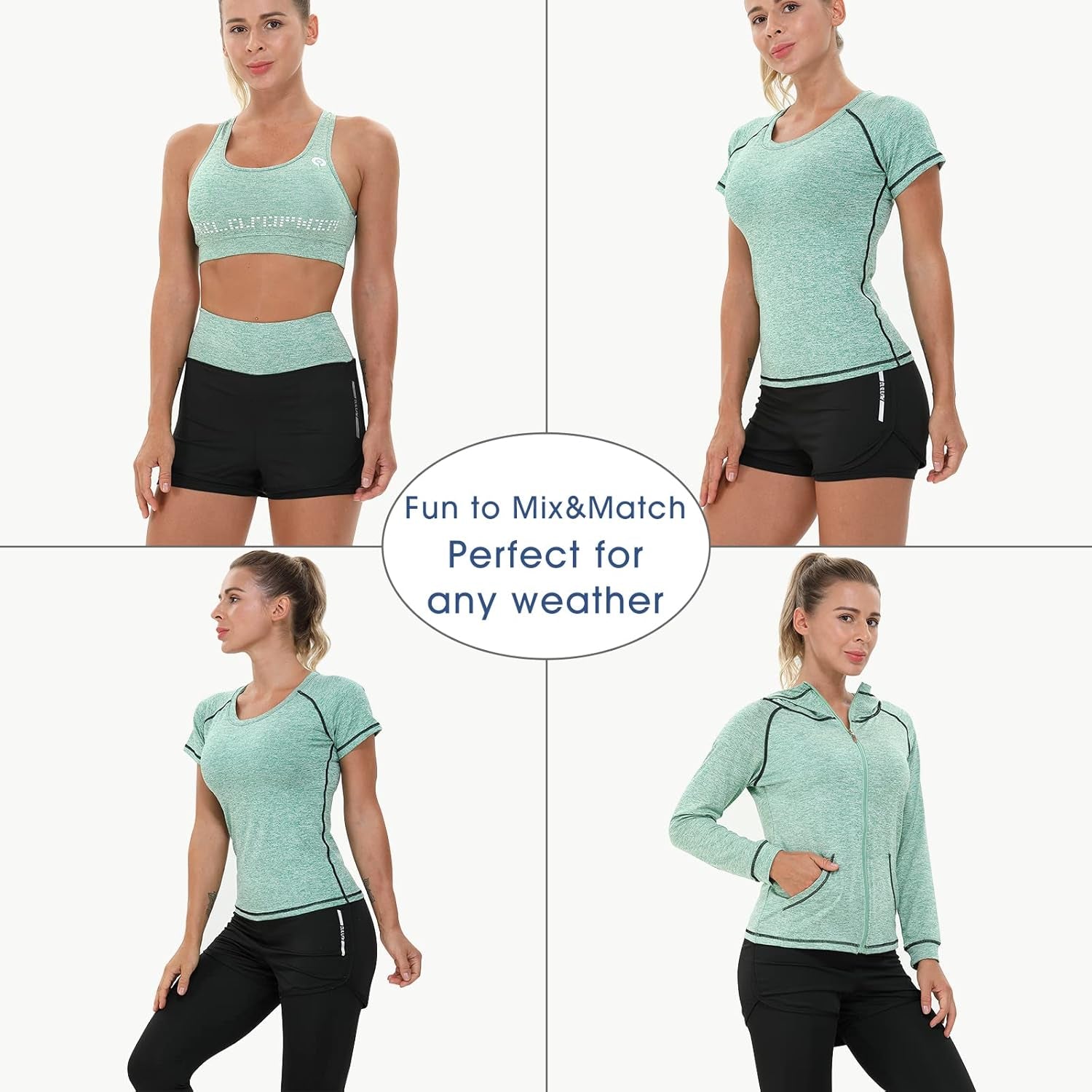 Elevate Your Workout Style with the 5-Piece Women's Athletic Outfit Set in Vibrant Green