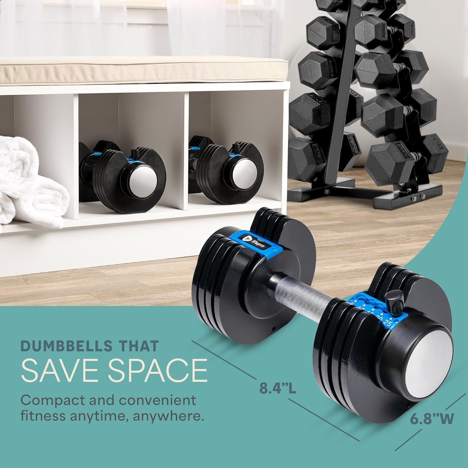 Transform Your Home Workouts with the Lifepro Adjustable Dumbbells Set - Versatile 5-in-1 Weights for Full Body Training