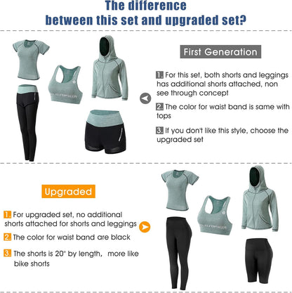 Elevate Your Workout Style with the 5-Piece Women's Athletic Outfit Set in Vibrant Green