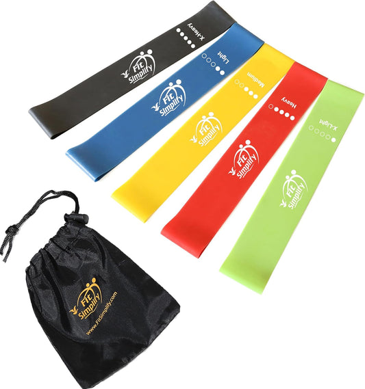 Ultimate Resistance Loop Exercise Bands Set - 5 Levels of Strength with Carry Bag & Instruction Guide