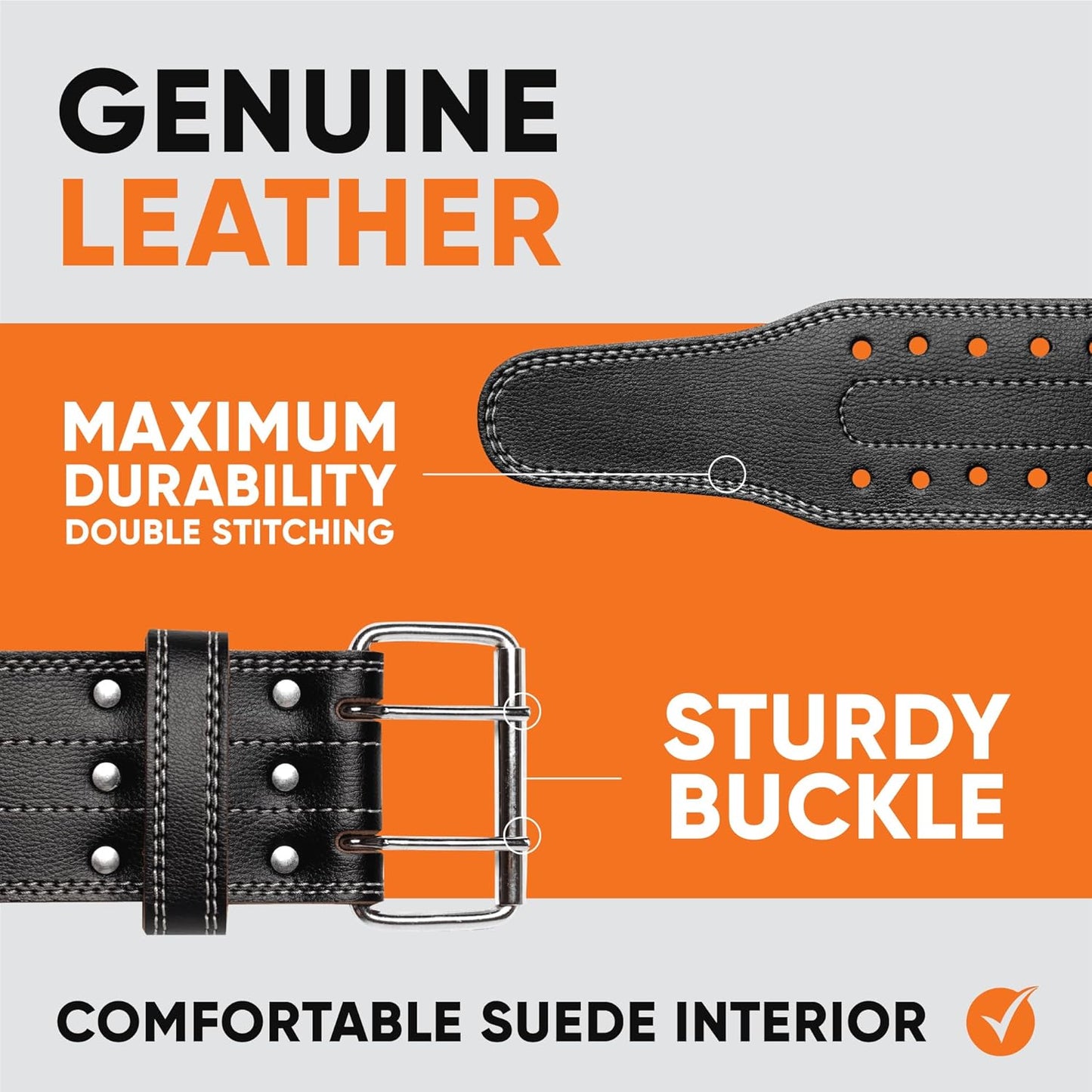 Premium 5Mm Thick Leather Weight Lifting Belt for Men & Women - Ultimate Back Support for Squats, Powerlifting & Deadlifts - Adjustable Gym Belt for Serious Lifters