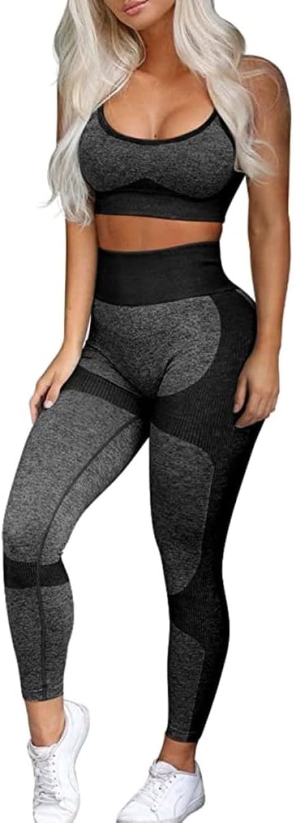 Elevate Your Workout with Our Women’s Seamless 2-Piece Yoga Set - Stylish Cross-Strap Sports Bra and High-Waist Leggings for Ultimate Comfort and Performance