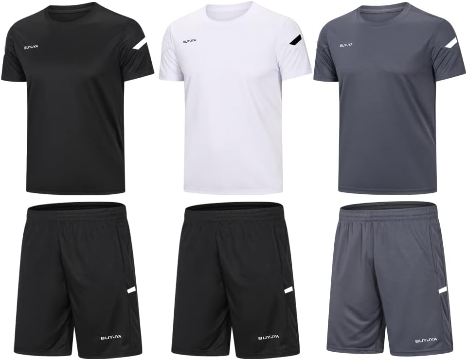 Elevate Your Workout with the Men's 3-Pack Athletic Shorts and Shirt Set - Perfect for Basketball, Football, and Gym Training!