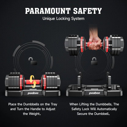 Transform Your Home Workouts with the 110LB Adjustable Dumbbells and High-Quality Tray - Versatile Weights from 15 to 55LB for Ultimate Strength Training