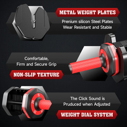 Transform Your Home Workouts with the 110LB Adjustable Dumbbells and High-Quality Tray - Versatile Weights from 15 to 55LB for Ultimate Strength Training