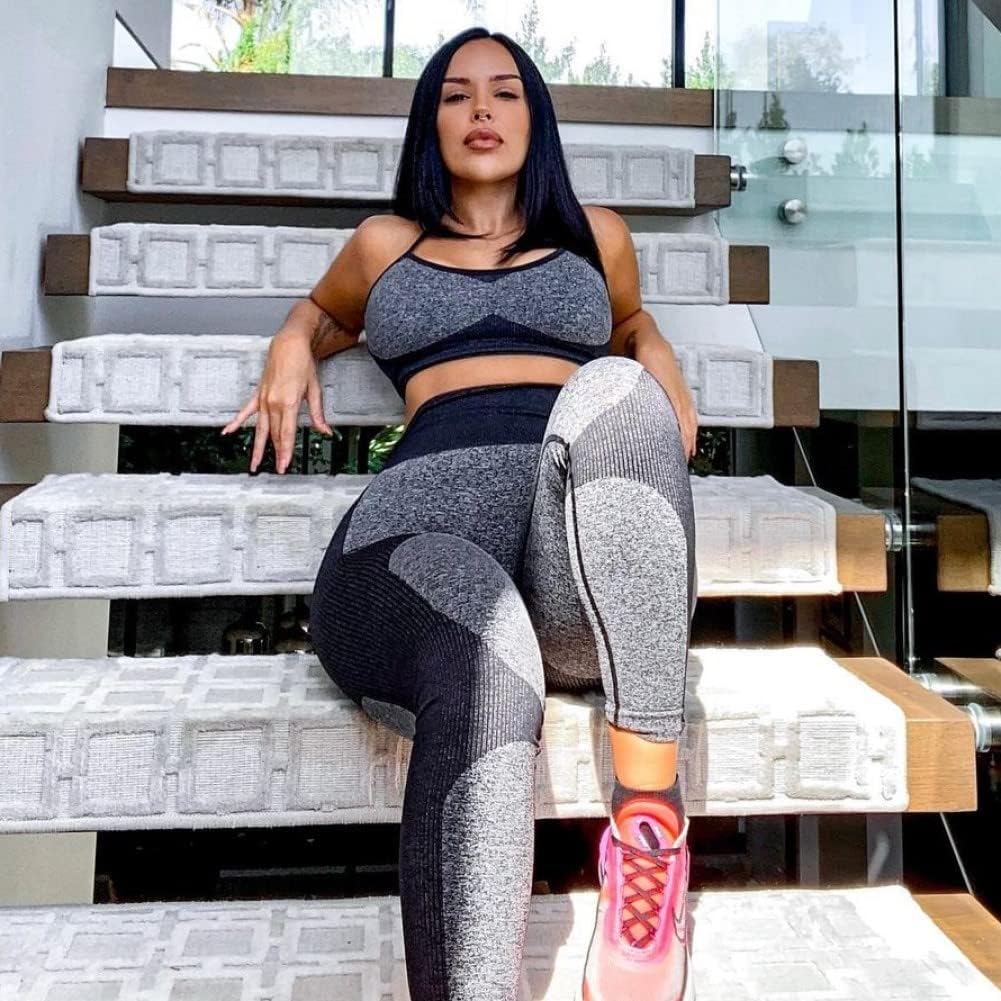Elevate Your Workout with Our Women’s Seamless 2-Piece Yoga Set - Stylish Cross-Strap Sports Bra and High-Waist Leggings for Ultimate Comfort and Performance