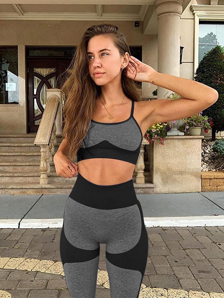 Elevate Your Workout with Our Women’s Seamless 2-Piece Yoga Set - Stylish Cross-Strap Sports Bra and High-Waist Leggings for Ultimate Comfort and Performance