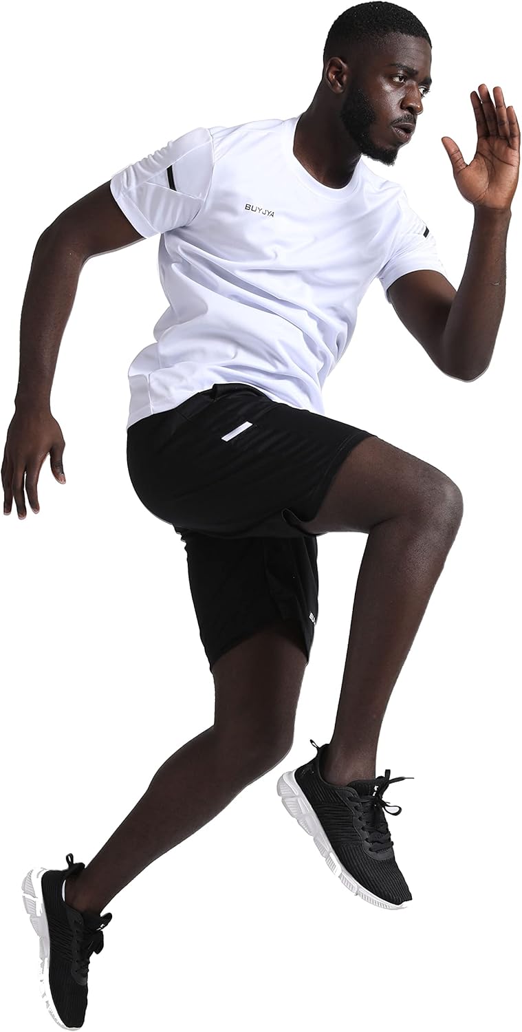 Elevate Your Workout with the Men's 3-Pack Athletic Shorts and Shirt Set - Perfect for Basketball, Football, and Gym Training!