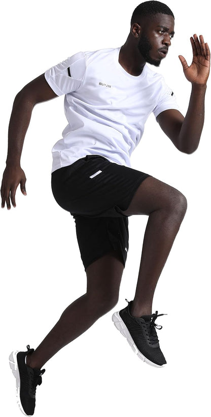 Elevate Your Workout with the Men's 3-Pack Athletic Shorts and Shirt Set - Perfect for Basketball, Football, and Gym Training!