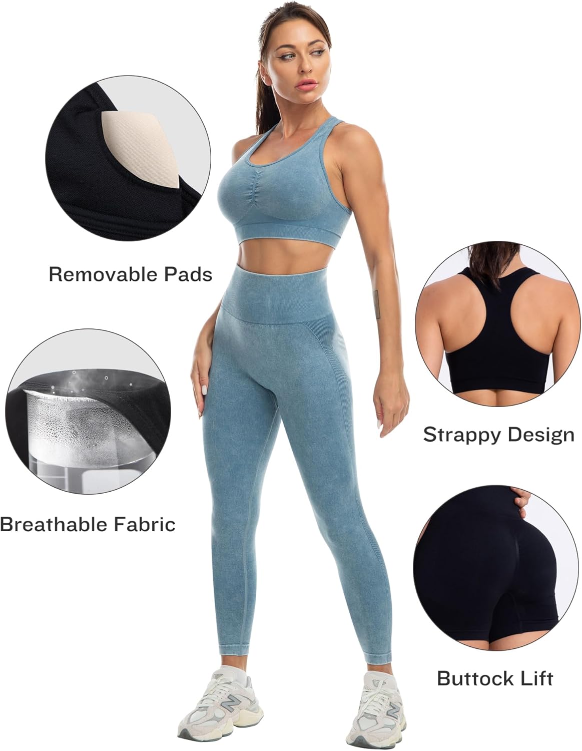 Elevate Your Workout with Our 3-Piece Women's Active Set: Butt Lifting Leggings, High Impact Sports Bra, and Comfortable Gym Shorts