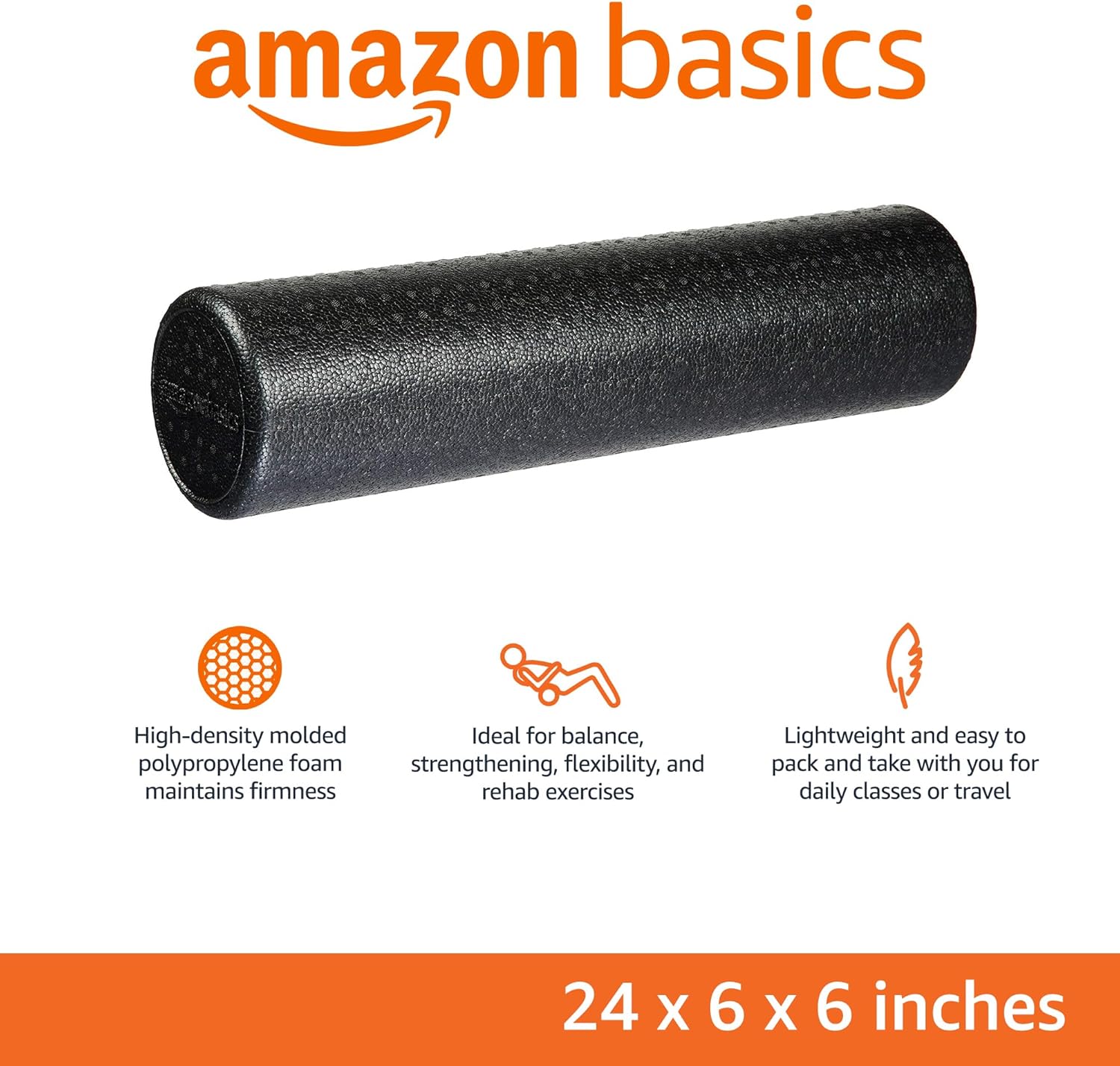 Premium High-Density Foam Roller for Enhanced Balance and Flexibility - 24 Inches in Sleek Black