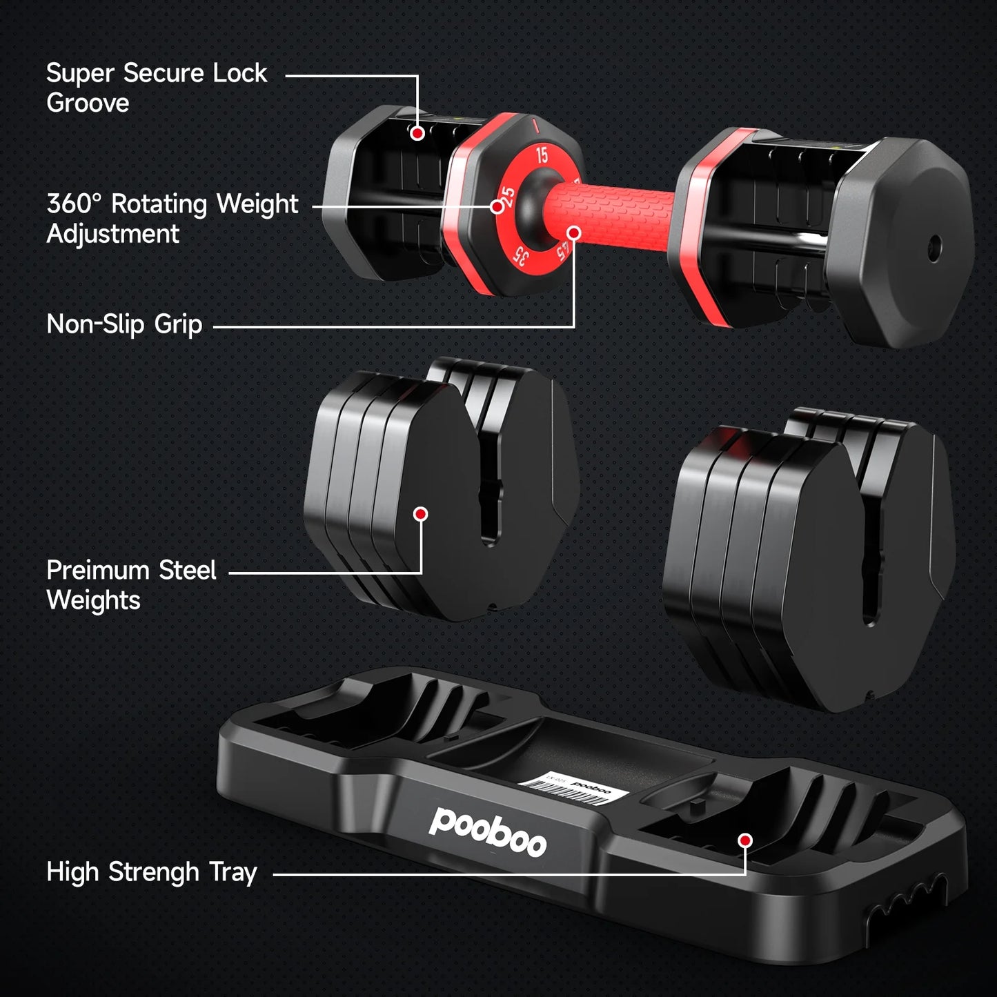 Transform Your Home Workouts with the 110LB Adjustable Dumbbells and High-Quality Tray - Versatile Weights from 15 to 55LB for Ultimate Strength Training
