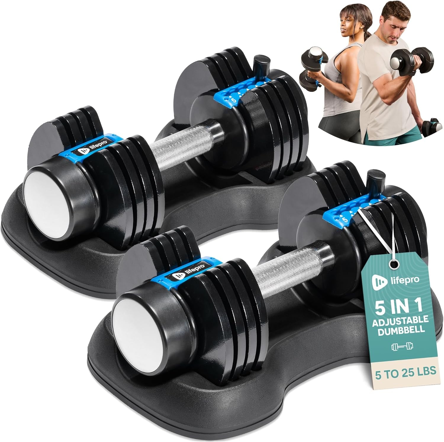 Transform Your Home Workouts with the Lifepro Adjustable Dumbbells Set - Versatile 5-in-1 Weights for Full Body Training
