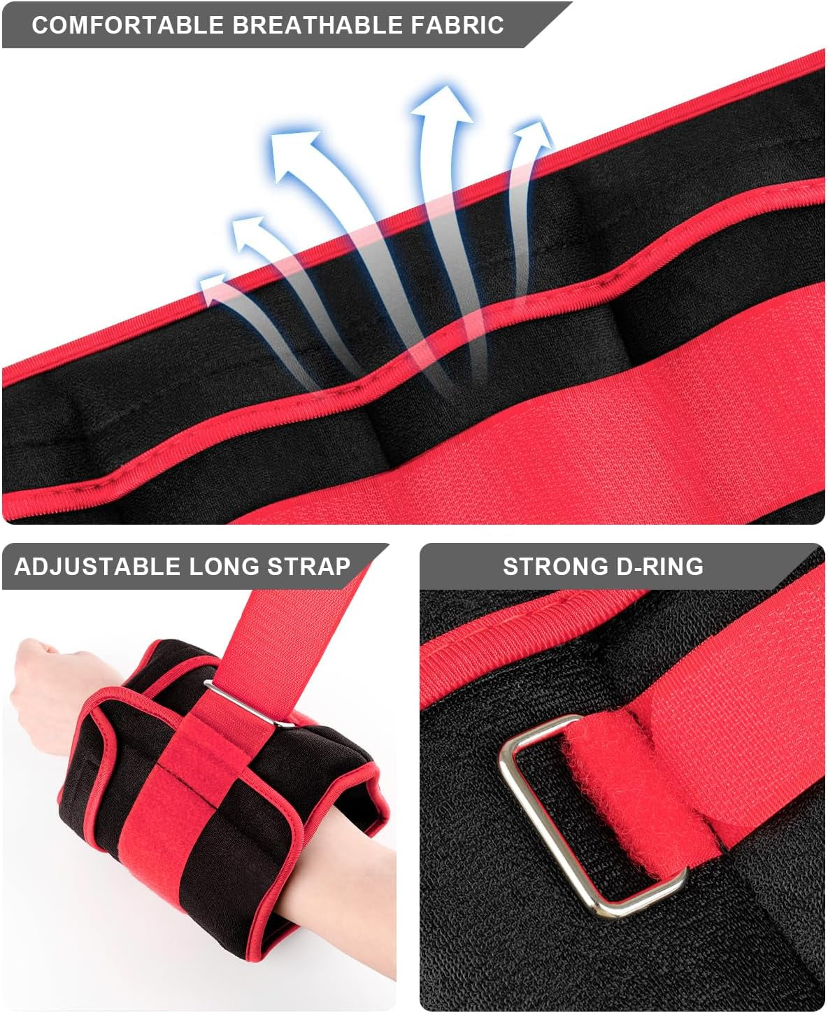 Versatile Adjustable Ankle Weights - Customizable 1-5 LBS Pair for Enhanced Workouts, Ideal for Jogging, Aerobics, and Physical Therapy