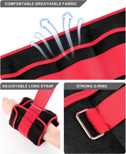 Versatile Adjustable Ankle Weights - Customizable 1-5 LBS Pair for Enhanced Workouts, Ideal for Jogging, Aerobics, and Physical Therapy