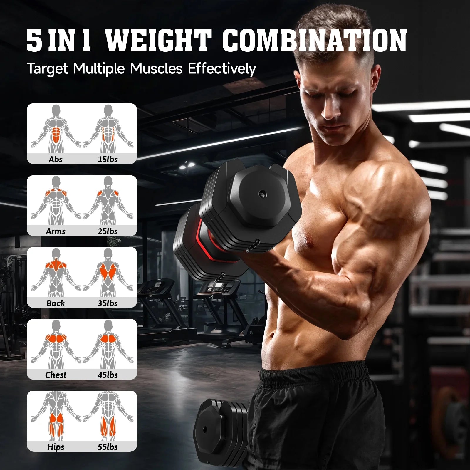 Transform Your Home Workouts with the 110LB Adjustable Dumbbells and High-Quality Tray - Versatile Weights from 15 to 55LB for Ultimate Strength Training
