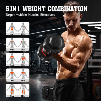 Transform Your Home Workouts with the 110LB Adjustable Dumbbells and High-Quality Tray - Versatile Weights from 15 to 55LB for Ultimate Strength Training