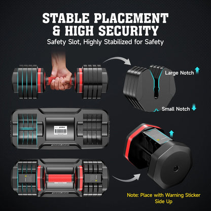 Transform Your Home Workouts with the 110LB Adjustable Dumbbells and High-Quality Tray - Versatile Weights from 15 to 55LB for Ultimate Strength Training