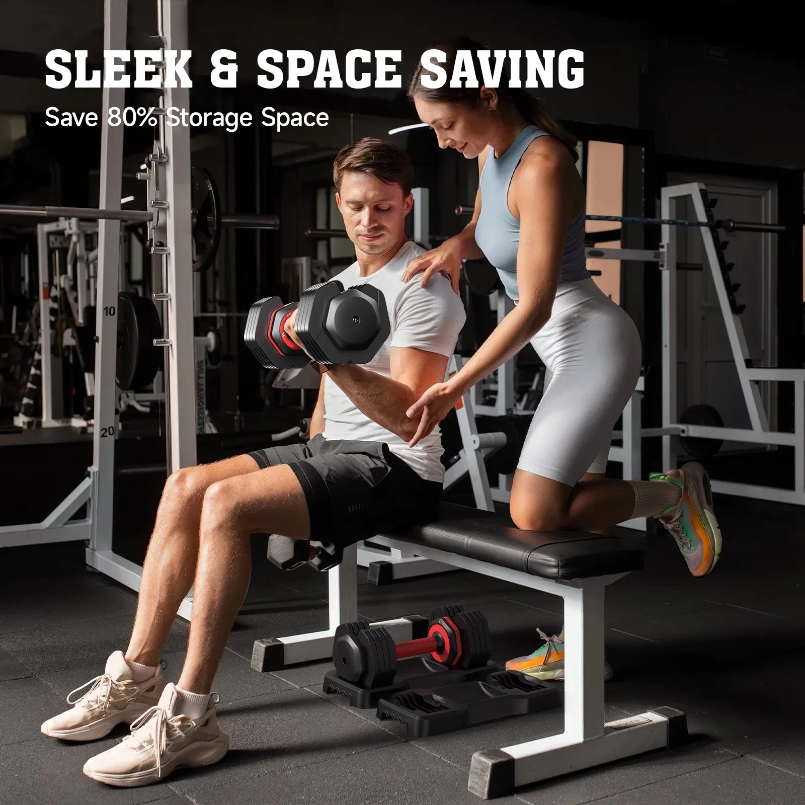 Transform Your Home Workouts with the 110LB Adjustable Dumbbells and High-Quality Tray - Versatile Weights from 15 to 55LB for Ultimate Strength Training