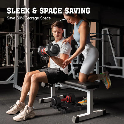 Transform Your Home Workouts with the 110LB Adjustable Dumbbells and High-Quality Tray - Versatile Weights from 15 to 55LB for Ultimate Strength Training
